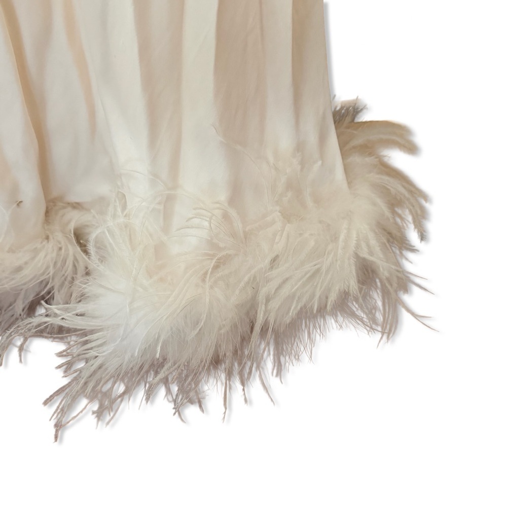 Bubish Farah Feather Trim Slip Dress White Satin Cream Gown Bridal Revolve Nwt M — image 6 of 8